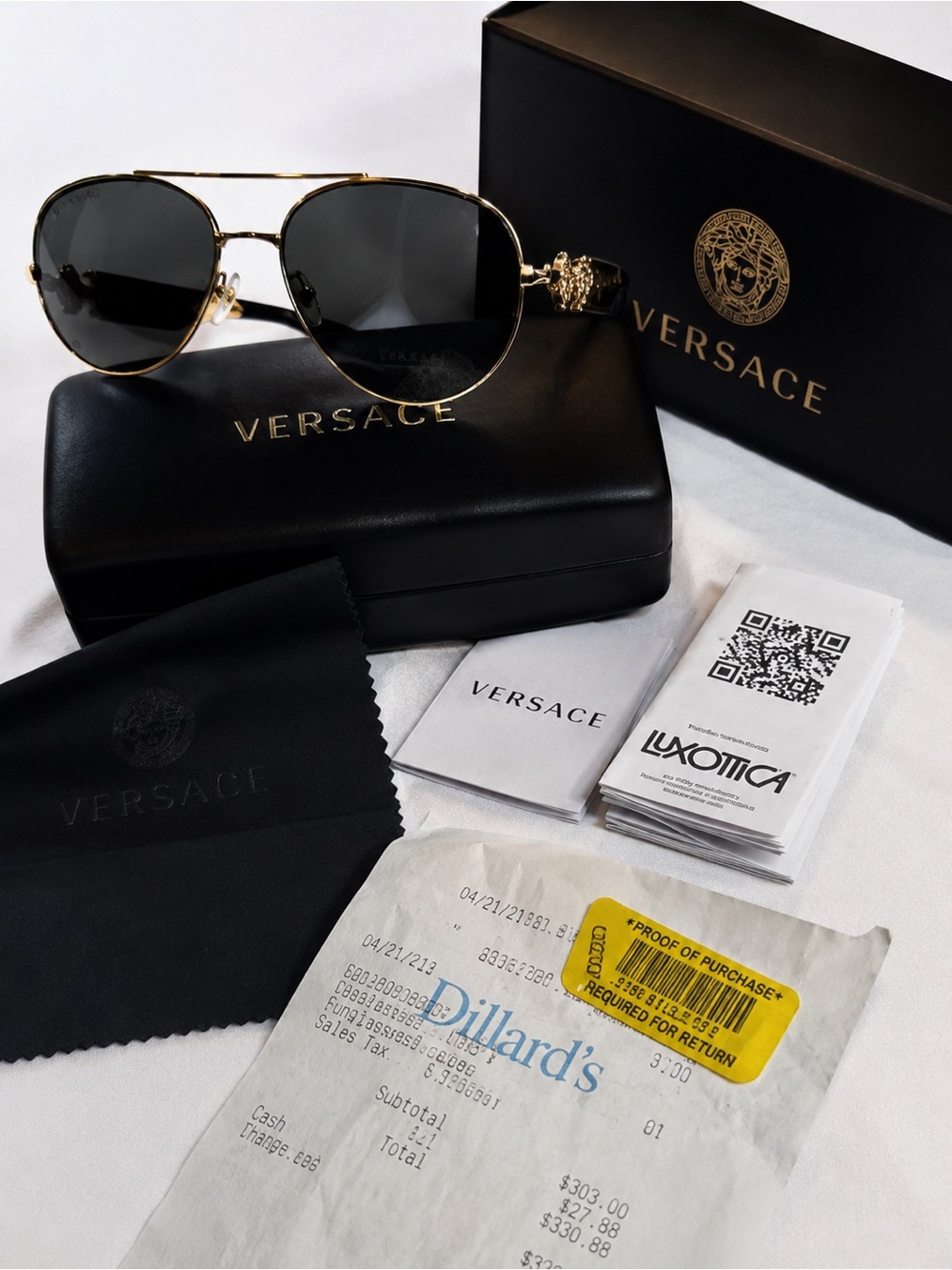 VERSACE Sunglasses VE 2150-Q 1002/87 Gold & Black Aviator Frames w/Grey Lens
